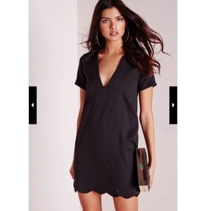 Misguided V-Neck scalloped shift dress